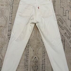 White Levi Wedgie Ankle Jeans